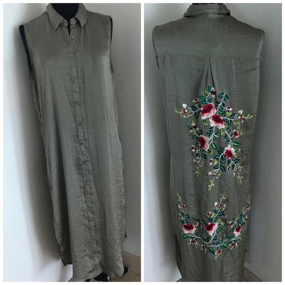 Zara Other - Zara pant set back embroidery Medium olive color‼️